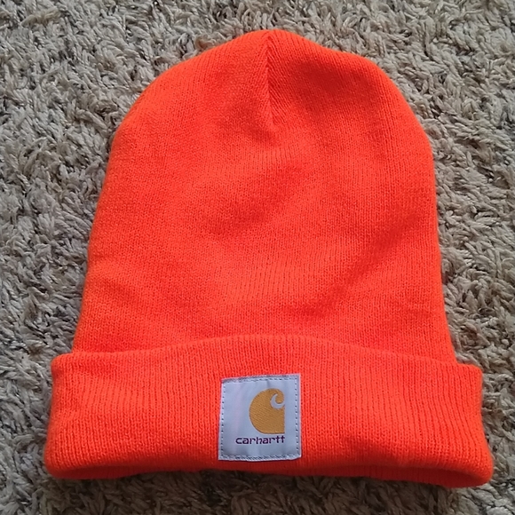 Carhartt Accessories - Carhartt unisex neon orange knit beanie